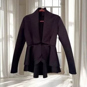 Win Win Black Layered Peplum Blouse Size L